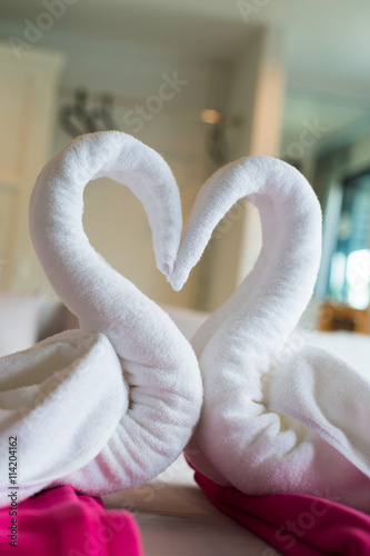 Towel made in heart shape