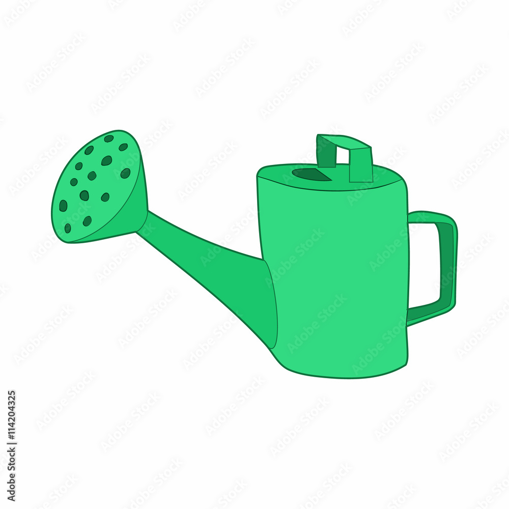 Obraz premium Green watering can icon, cartoon style