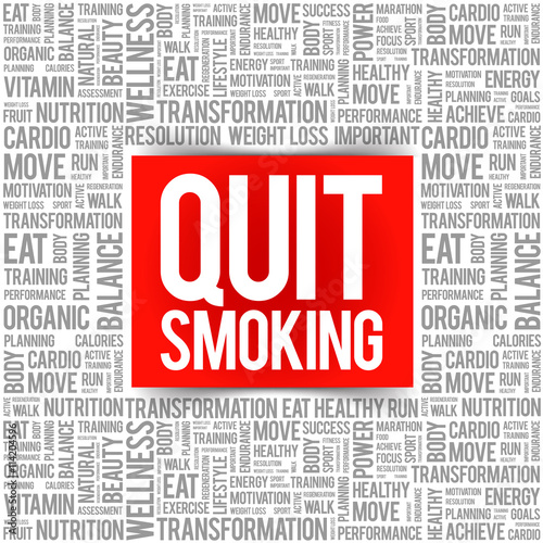 Quit Smoking word cloud background, health concept