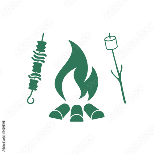 Grilled sausage, zephyr and  kebab icon. Vector illustration