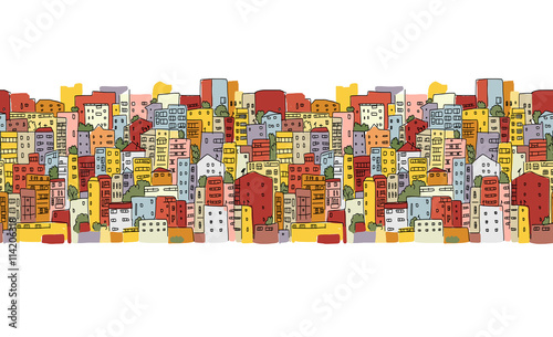 Abstract cityscape background, seamless pattern for your design