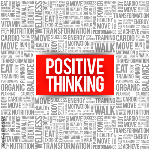 Positive thinking word cloud background, health concept