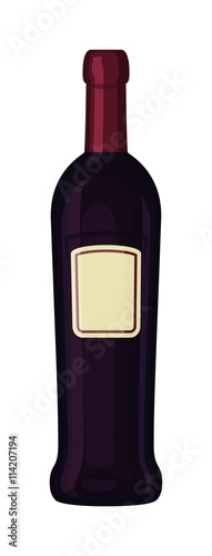 Bottle of wine drink alcohol beverage winery cabernet design vector illustration. Wine bottle elegance product, red wine bottle and bar drink. Merlot product champagne brand.