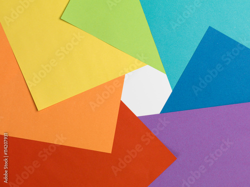 Color paper rainbow. Top view. Aperture like.