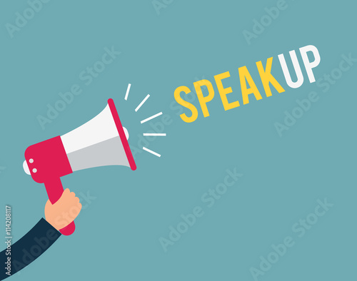 Speak up megaphone message at loud. concept illustration design photo