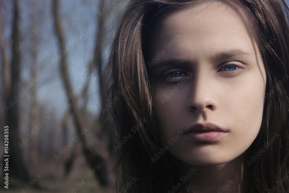 Portrait of a young girl on the nature Portrait of a young girl on the nature