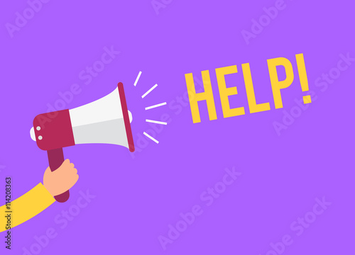 Hand holding megaphone - Help