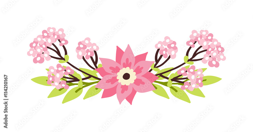 Nature flowers wreath with flowers decoration