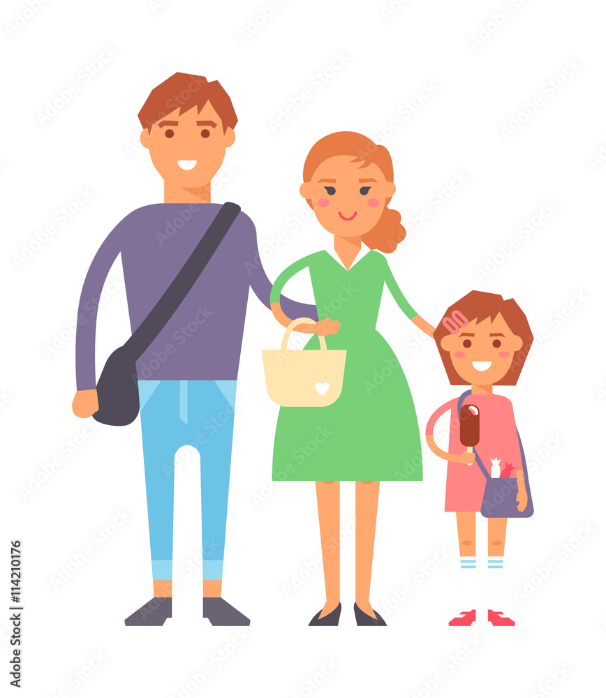 Happy family portrait together vector characters. Vacation family fun together and cartoon family joy together. Parent leisure cheerful portrait family. Happy family portrait together vector characters. Vacation family fun together and cartoon family joy together. Parent leisure cheerful portrait family.