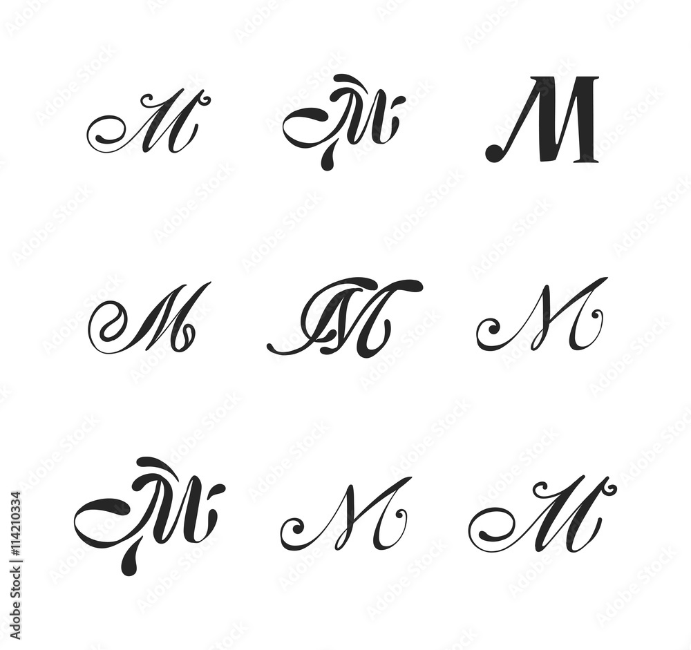 Business M sign monogram logo and badge emblem line vector illustration. Emblem monogram luxury badge logo template flourishes calligraphic M elegant ornament lines vector.