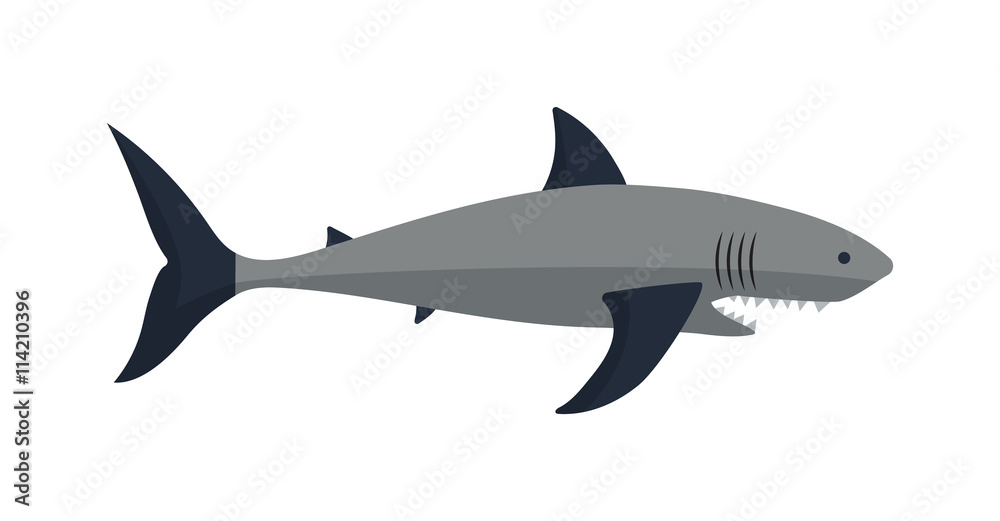 Obraz premium Cartoon shark vector illustration.