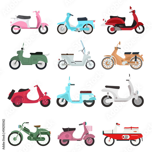 Retro motorbike vector set.