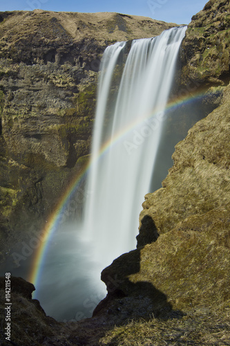 Skogafoss in Iceland and rainbow