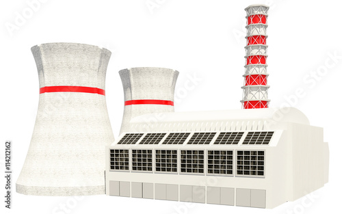 3D Illustration of Nuclear power station
