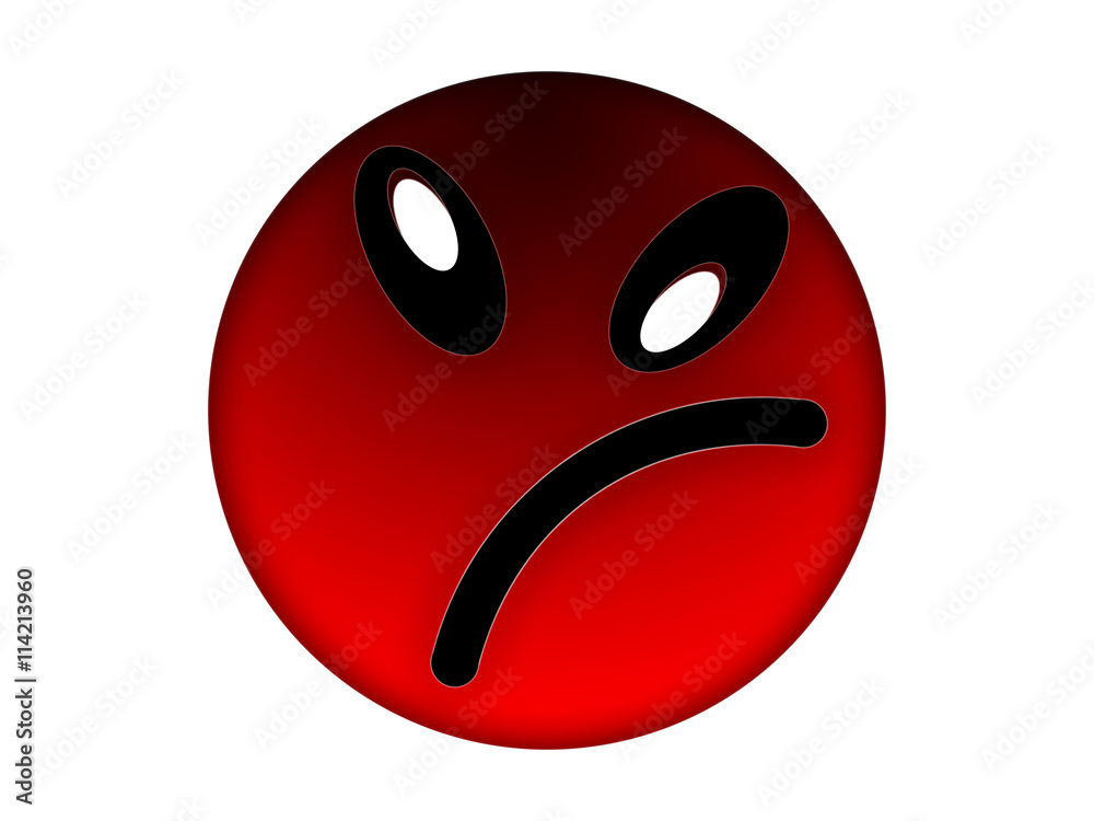 Red angry face on a white background