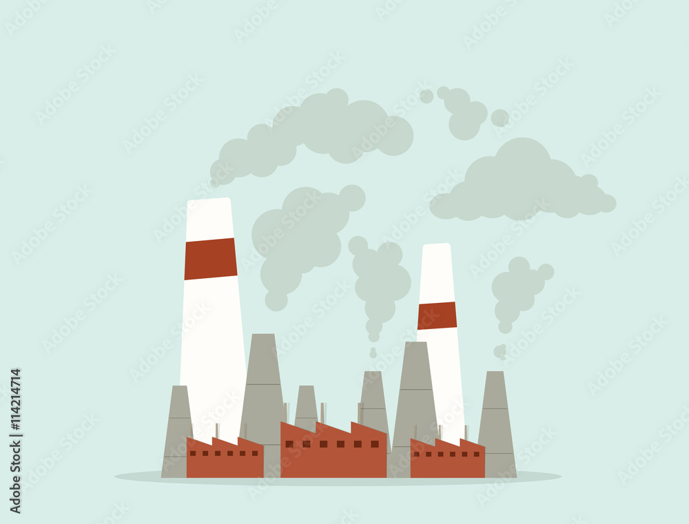 cartoon factory. air pollution. vector flat image Stock Vector | Adobe Stock