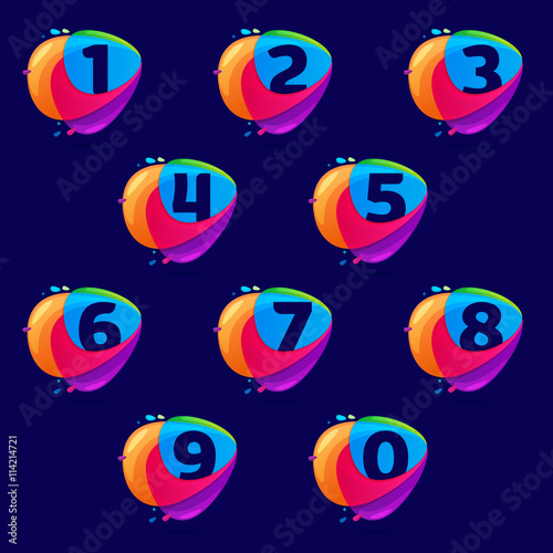 Numbers set logo in triangle intersection icon.