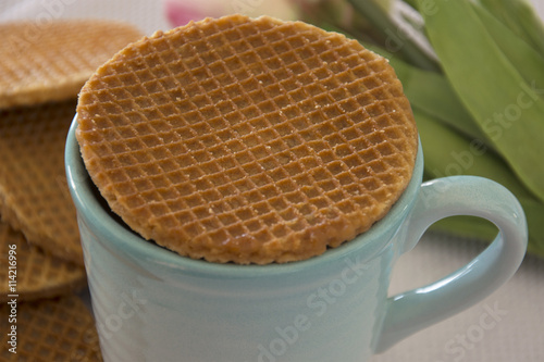 Caramel Stroopwafels and Coffee photo