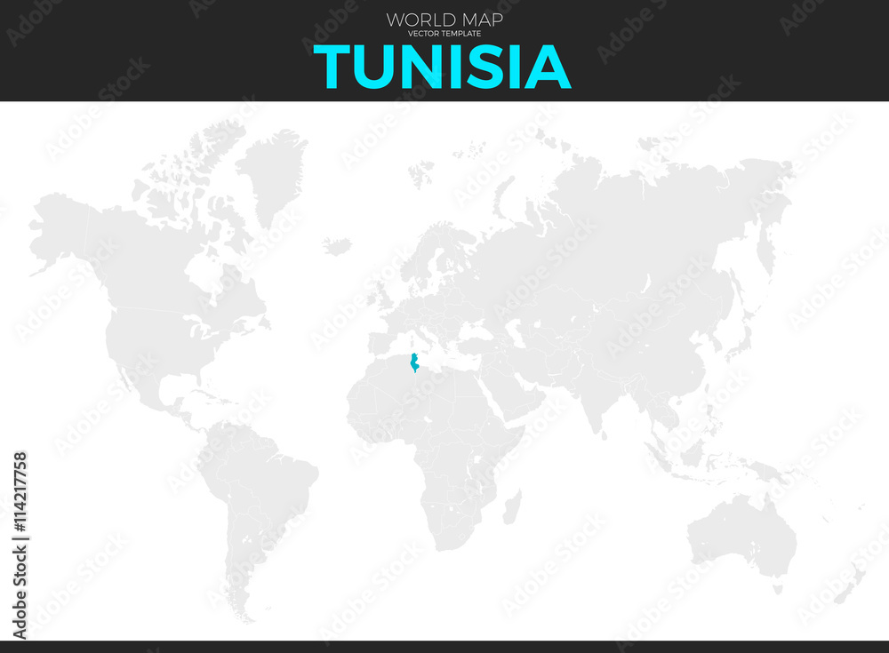 Tunisia, Tunisian Republic Location Map
