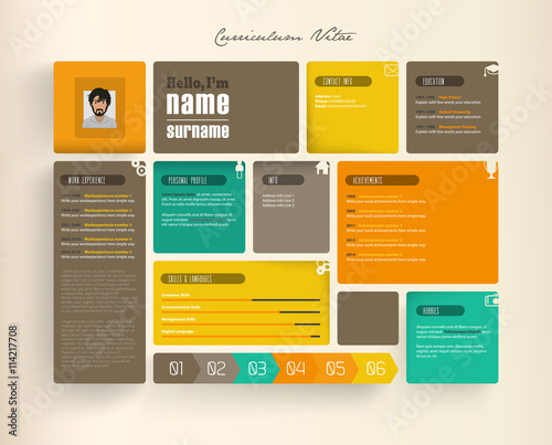 Creative resume template with tiles.