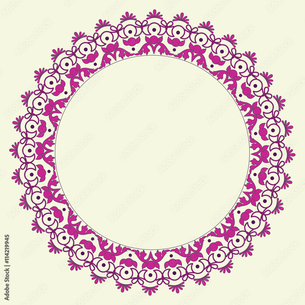 Vector colorful round lace frame.