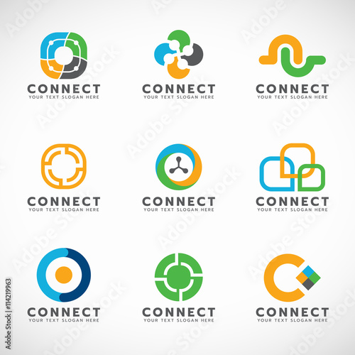 Circle Connect logo for business vector set design photo