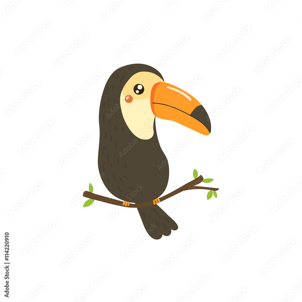Fototapeta premium Toucan Realistic Childish Illustration