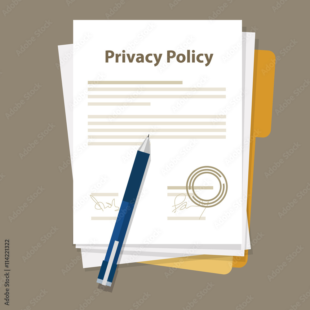 privacy policy document paper legal aggreement signed stamp privacy policy document paper legal aggreement signed stamp