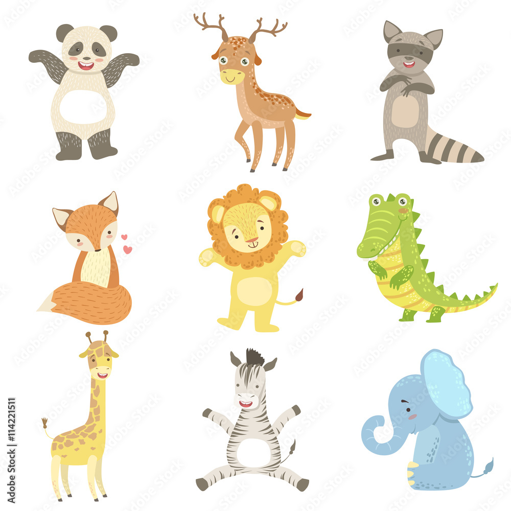 Obraz premium Humanized Animals Set Of Artistic Funny Stickers