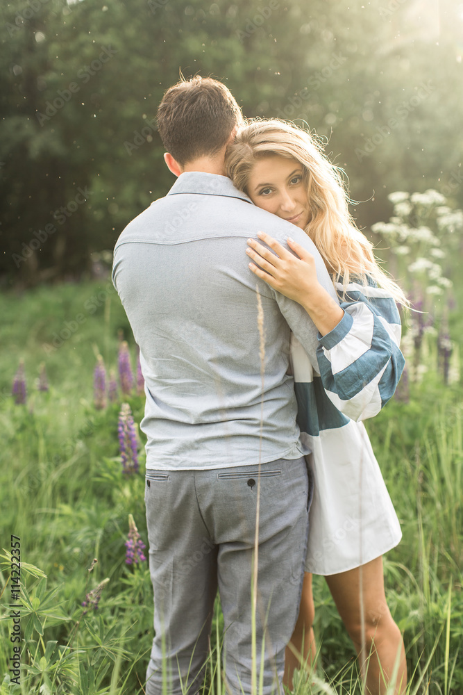 loving couple embracing each other in nature loving couple embracing each other in nature