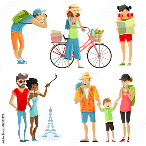 Traveling People Cartoon Set