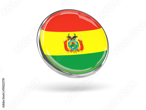 Free Download Flag of bolivia. Round icon with metal frame - GFXLoad