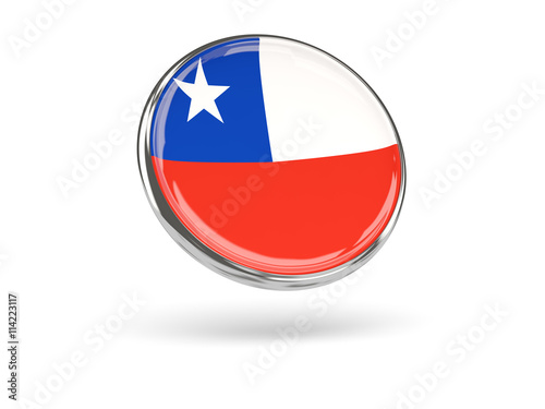 Free Download Flag of chile. Round icon with metal frame - GFXLoad