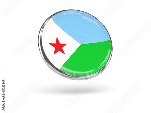 Flag of djibouti. Round icon with metal frame Free Download Flag of djibouti. Round icon with metal frame - GFXLoad