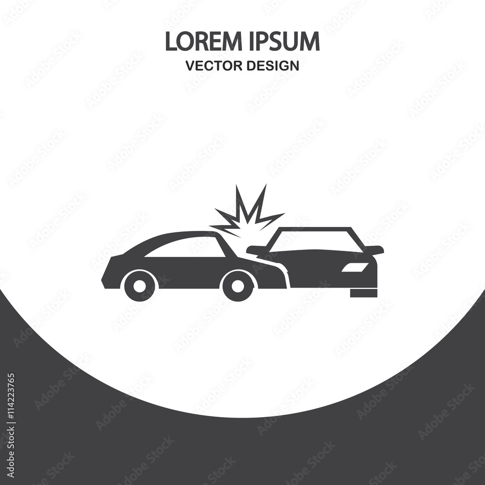 Cars crash icon on the background Cars crash icon on the background