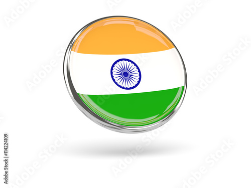 Free Download Flag of india. Round icon with metal frame - GFXLoad