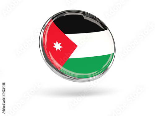 Free Download Flag of jordan. Round icon with metal frame - GFXLoad