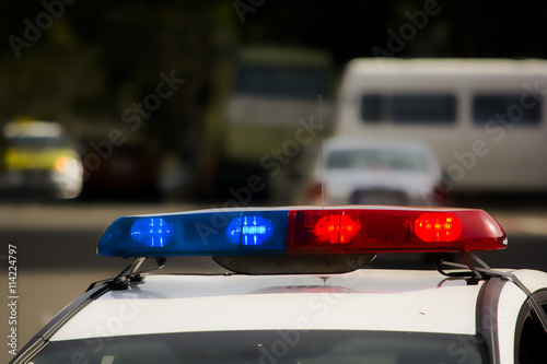 Emergency lights on a police car