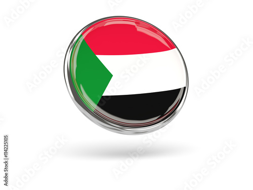 Flag of sudan. Round icon with metal frame Free Download Flag of sudan. Round icon with metal frame - GFXLoad