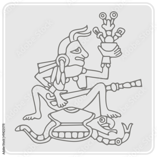 Wallpaper Mural monochrome icon with symbols from Aztec codices for your design Torontodigital.ca