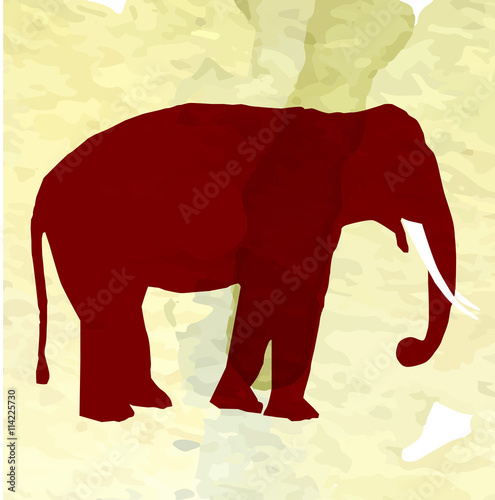 Vector image hand drawn watercolor painting elephant