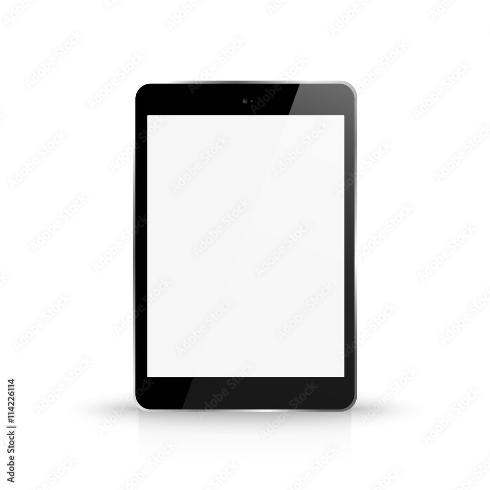 Tablet with blank white screen front view Tablet with blank white screen front view