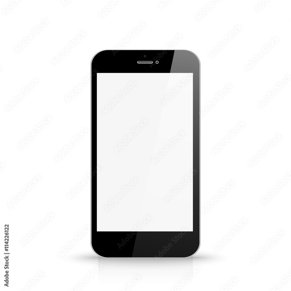 Phone with blank white screen front view Phone with blank white screen front view