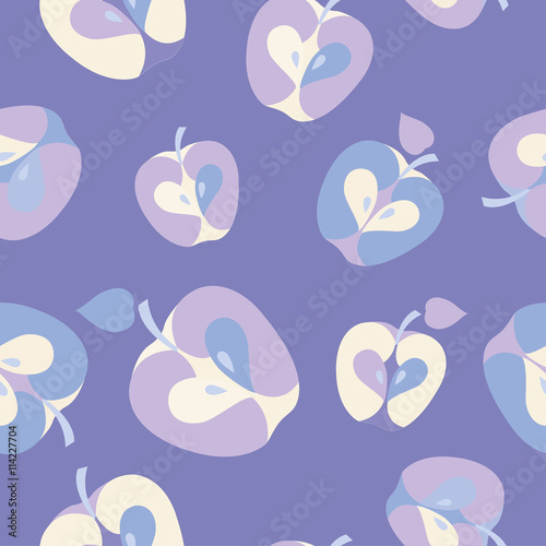 Seamless vector background with decorative apples. Print. Repeating background. Cloth design, wallpaper.