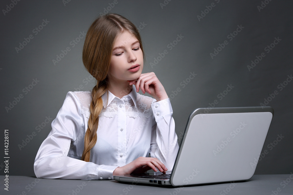 education, school, technology and internet concept - little stud education, school, technology and internet concept - little stud