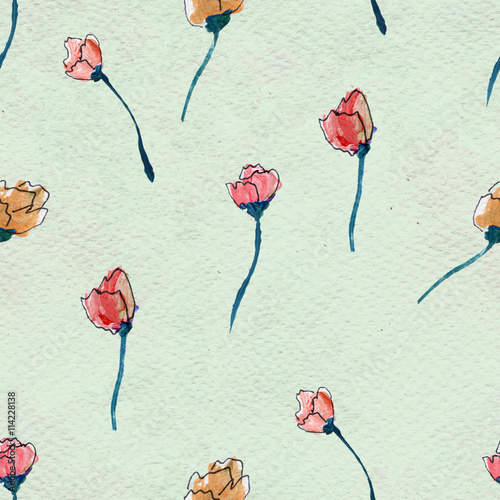 Seamless watercolor floral pattern photo