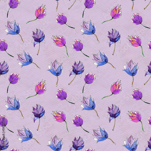 Seamless watercolor floral pattern photo