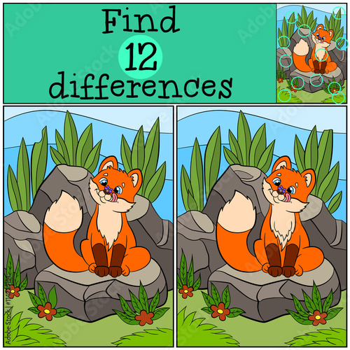 Children games: Find differences. Little cute baby 
