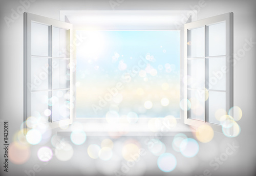 Opened window. Vector illustration.