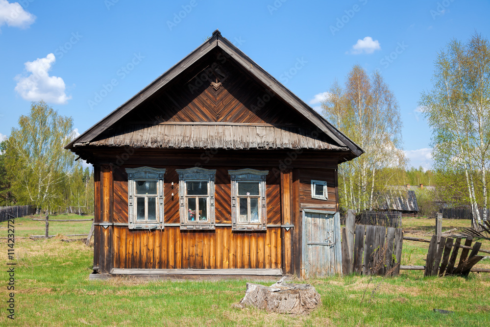 Old wooden house in a village